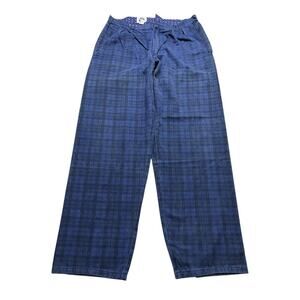 Vintage 80s Tommy Hilfiger Blue Plaid Pants 100% Cotton Sz 36 Actual 34x31 Retro